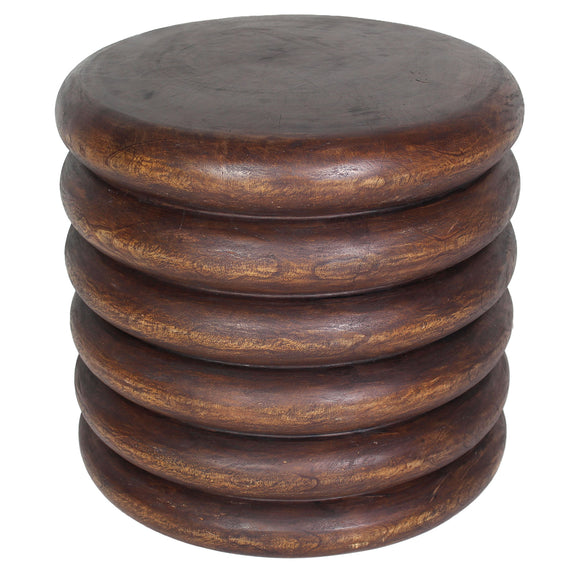 Haussmann Stacked Rings Sculptural Accent Table, Mocha, 20 in dia x 18 in H