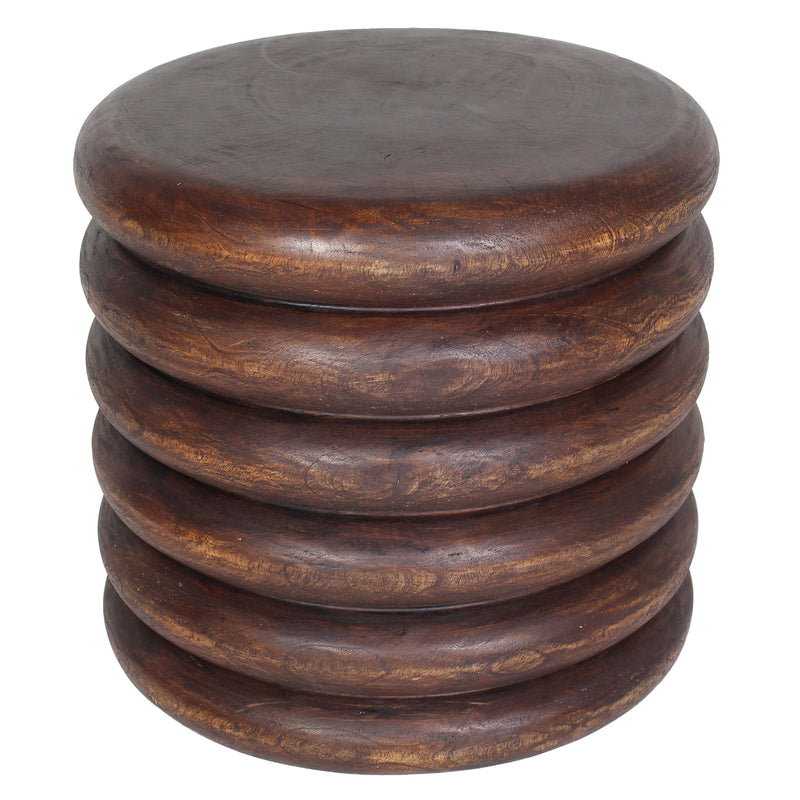 Haussmann Stacked Rings Sculptural Accent Table, Mocha, 20 in dia x 18 in H