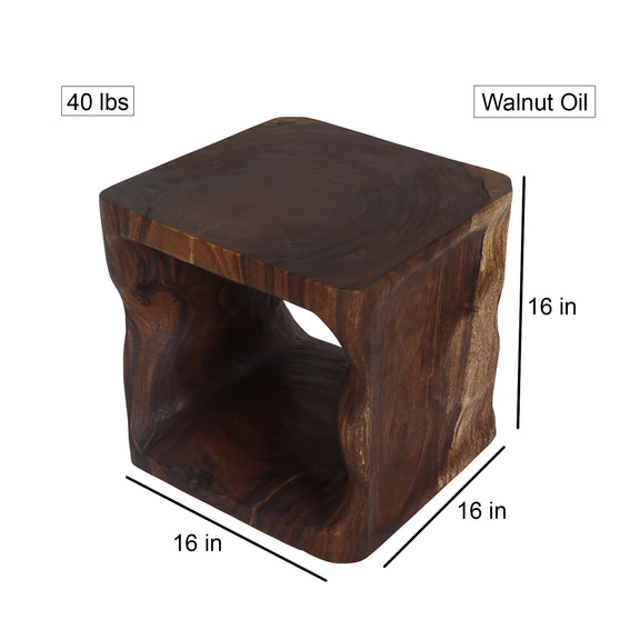 Haussmann Hollow Cube Accent & Sofa Table, Walnut, 16 x 16 x 16 in H