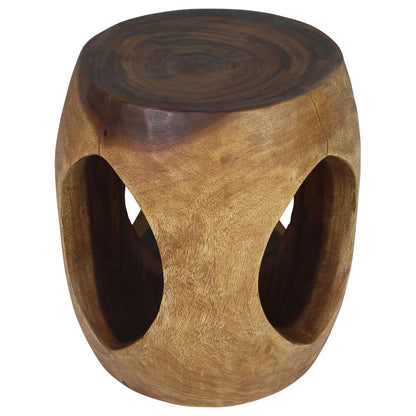 Haussmann Oval Windows Solid Wood End Table - 15 in dia x 20 in H - Walnut