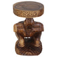 Haussmann Elephant Chang Hand-Carved Solid Wood End Table, Walnut, 14 in dia x 22 in H, second angle