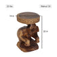 Haussmann Elephant Chang Hand-Carved Solid Wood End Table, Walnut, 14 in dia x 22 in H, dimensions