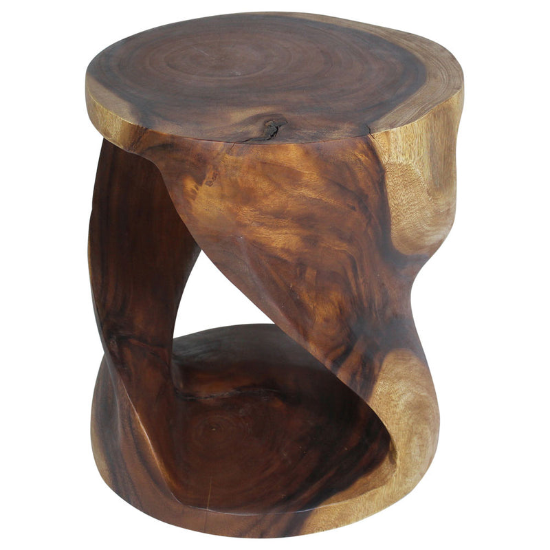 Haussmann Round Twist Pedestal Side Table, Walnut, 18 in dia x 20 in H