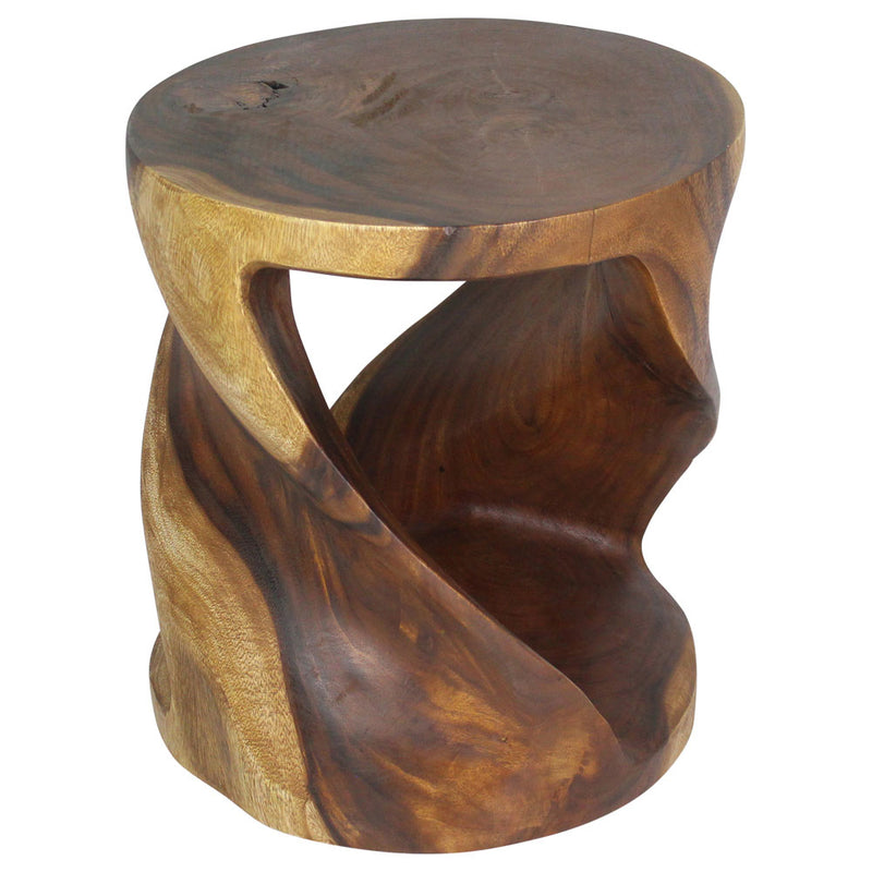 Haussmann Round Twist Pedestal Side Table, Walnut, 18 in dia x 20 in H