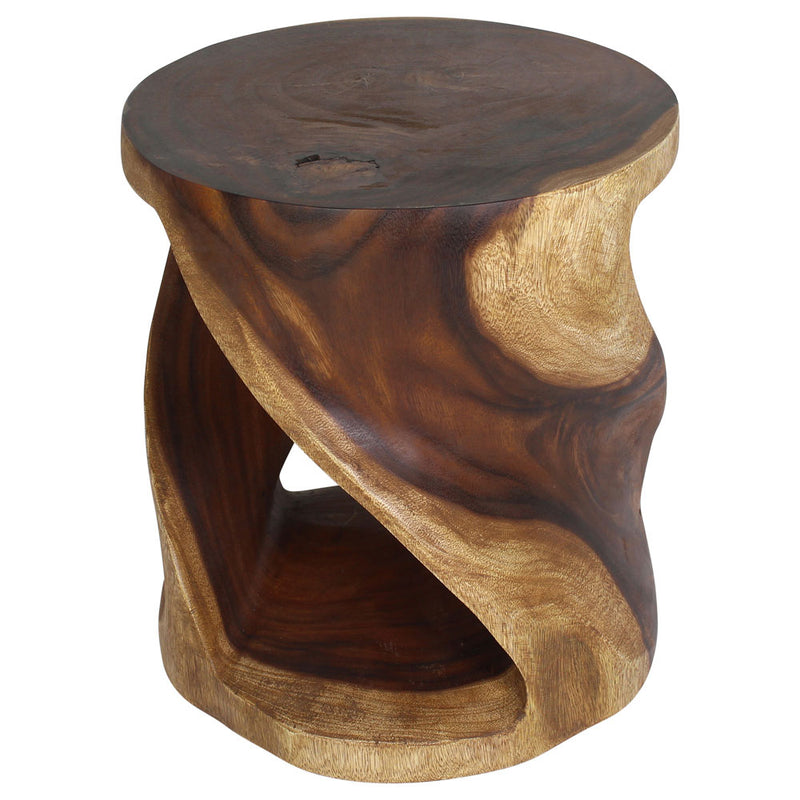 Haussmann Round Double Twist Solid Wood End Table - 18 in dia x 20 in H - Walnut