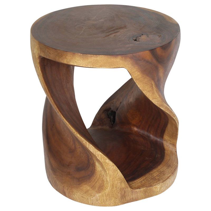 Haussmann Round Twist Pedestal Side Table, Walnut, 18 in dia x 20 in H