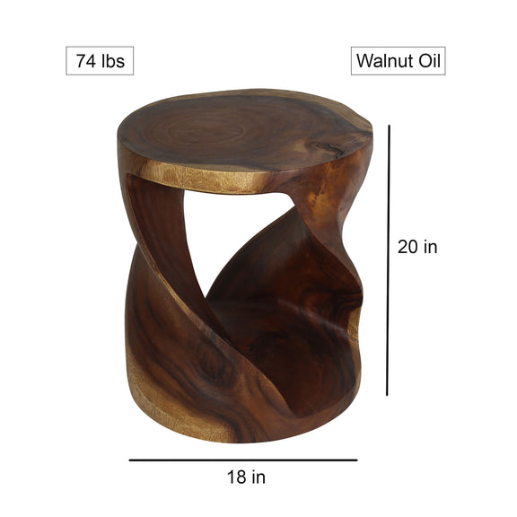 Haussmann Round Twist Pedestal Side Table, Walnut, 18 in dia x 20 in H