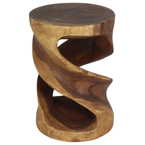Haussmann Round Double Twist Pedestal Side Table, Walnut, 14 in dia x 20 in H