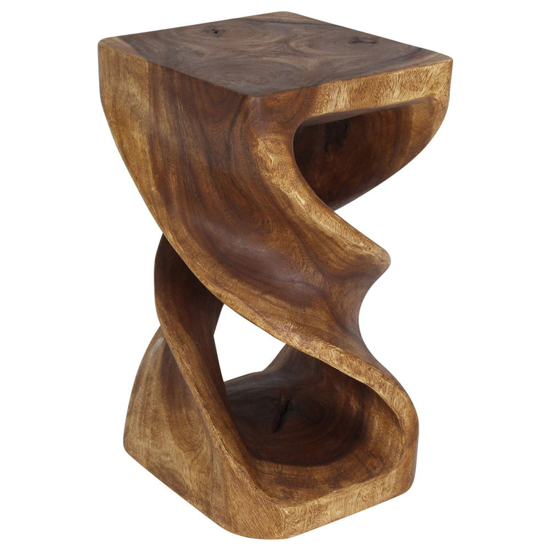 Haussmann Rectangular Double Twist Solid Wood End Table - 12 x 14 x 23 in - Walnut