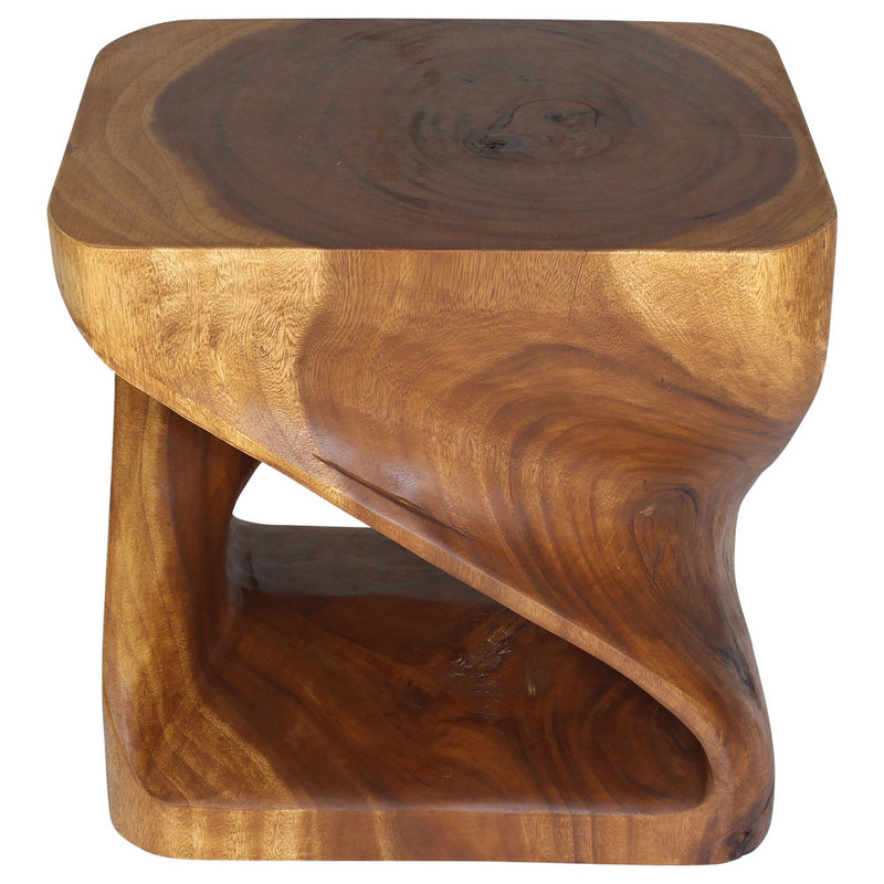Haussmann Round Twist Pedestal Side Table, Walnut, 20 x 15 x 20 in H
