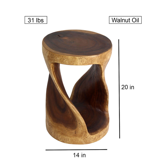 Haussmann Round Twist Pedestal Side Table, Walnut, 14 in dia x 20 in H, dimensions