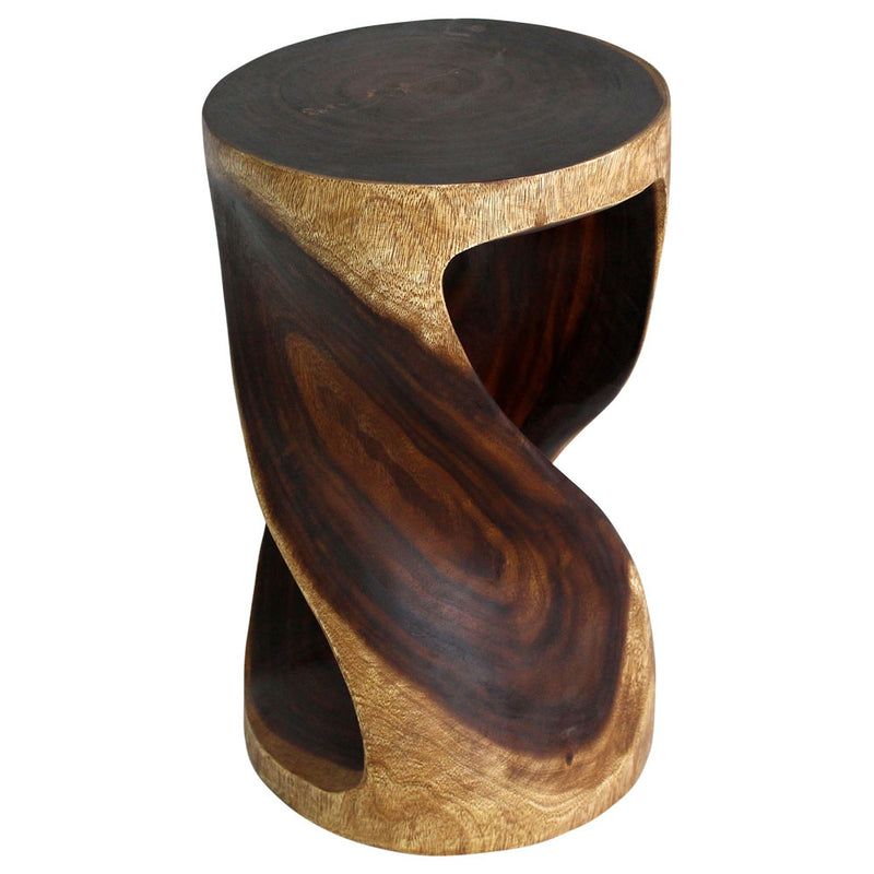 Haussmann Round Twist Pedestal Side Table, Walnut, 14 in dia x 23 in H