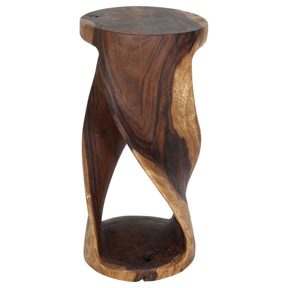 Haussmann Round Twist Solid Wood End Table - 14 in dia x 30 in H - Walnut
