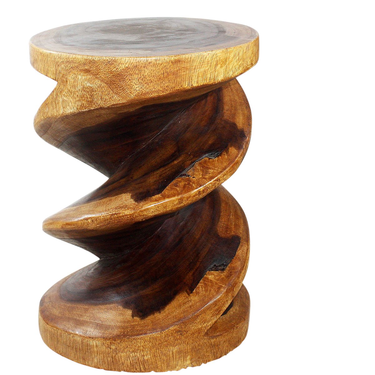 Haussmann Spiral Zig-Zag Solid Wood End Table - 15 in dia x 20 in H - Walnut