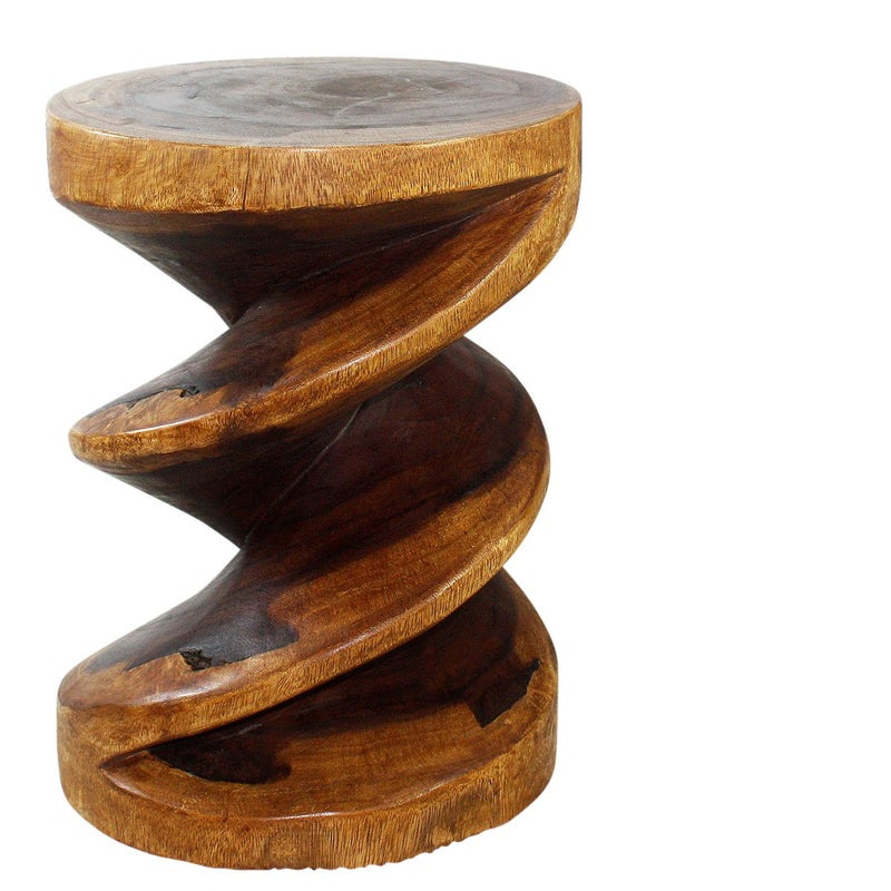 Haussmann Spiral Zig-Zag Sculptural Accent Table, Walnut, 15 in dia x 20 in H