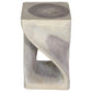 Agate Grey Original Twist hand-carved wood end table, 10 x 10 x 16 inches, second angle showing the carved twist
