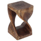 Mocha Original Twist hand-carved wood end table, 10 x 10 x 16 inches, second angle showing the carved twist