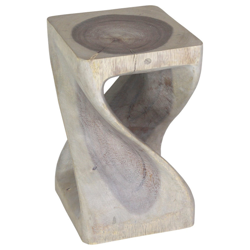 Haussmann Original Twist 10-Inch Hand-Carved Solid Wood End Table, Agate Grey, 10 x 10 x 16 in H