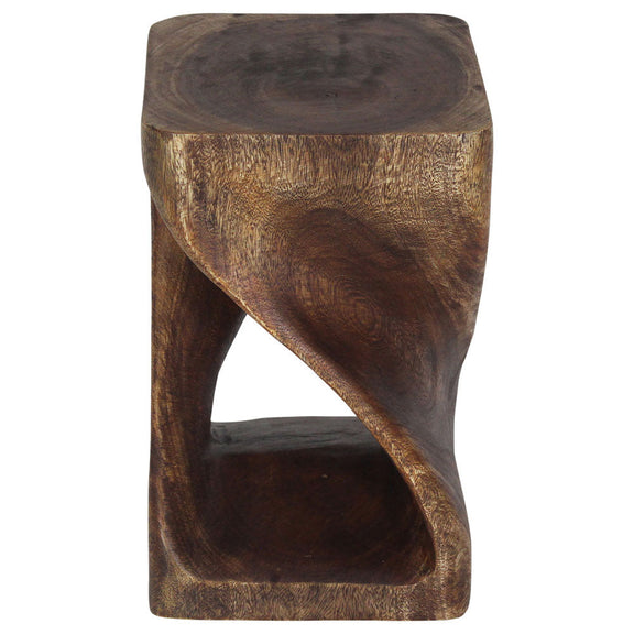 Haussmann Original Twist 10-Inch Hand-Carved Solid Wood End Table, Mocha, 10 x 10 x 16 in H