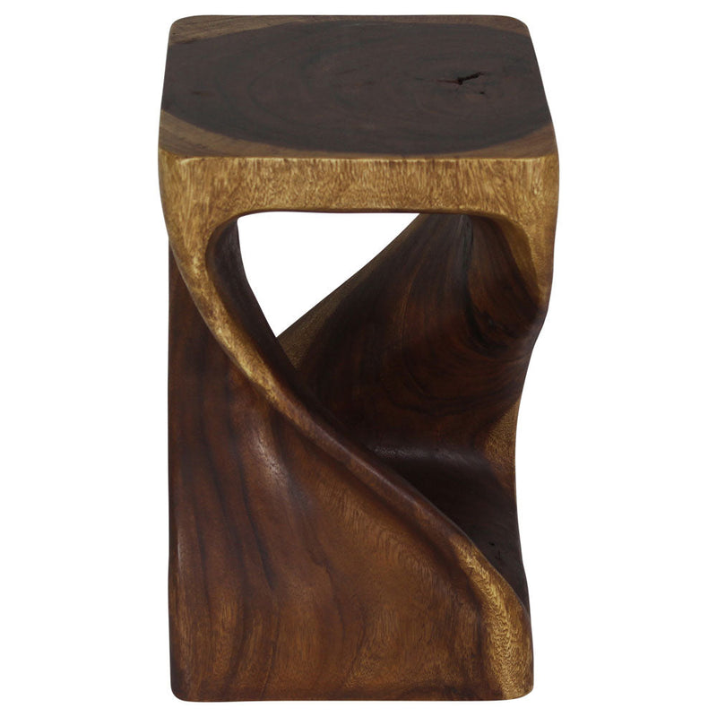 Haussmann Original Twist 10-Inch Hand-Carved Solid Wood End Table, Walnut, 10 x 10 x 16 in H