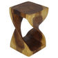 Oak Original Twist hand-carved wood end table, 10 x 10 x 16 inches, second angle showing the carved twist