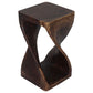 Mocha Original Twist hand-carved wood end table, 10 x 10 x 18 inches, second angle showing the carved twist