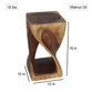 Size diagram of Walnut Original Twist hand-carved wood end table, 10 x 10 x 18 inches