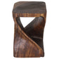 Mocha Original Twist hand-carved wood end table, 12 x 12 x 18 inches, second angle showing the carved twist