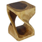 Oak Original Twist hand-carved wood end table, 12 x 12 x 18 inches, product view