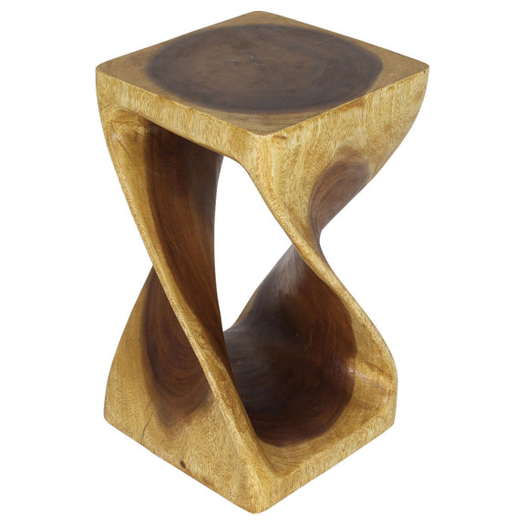 Oak Original Twist hand-carved wood end table, 12 x 12 x 20 inches, product view