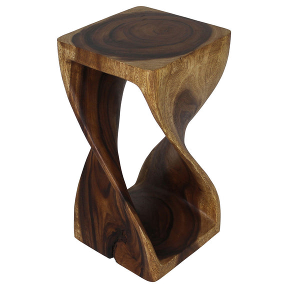 Walnut Original Twist hand-carved wood end table, 12 x 12 x 23 inches, product view