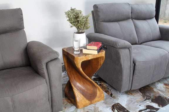 Haussmann Original Twist Pedestal Side Table, Walnut, 14 x 14 x 23 in H, in a room