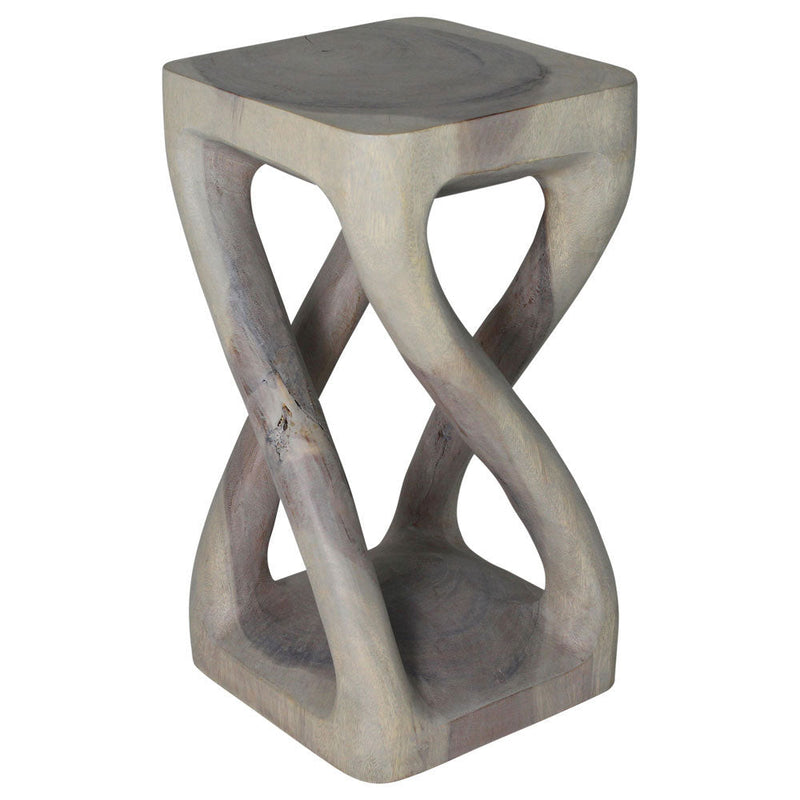 Haussmann Vine Twist Pedestal Side Table, Agate Grey, 12 x 12 x 22 in H