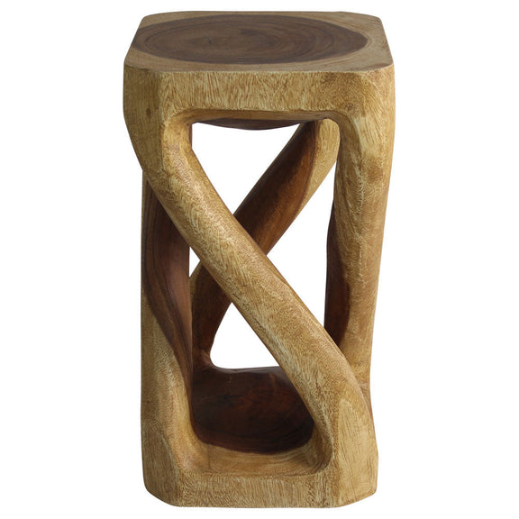 Haussmann Vine Twist Pedestal Side Table, Oak, 12 x 12 x 22 in H