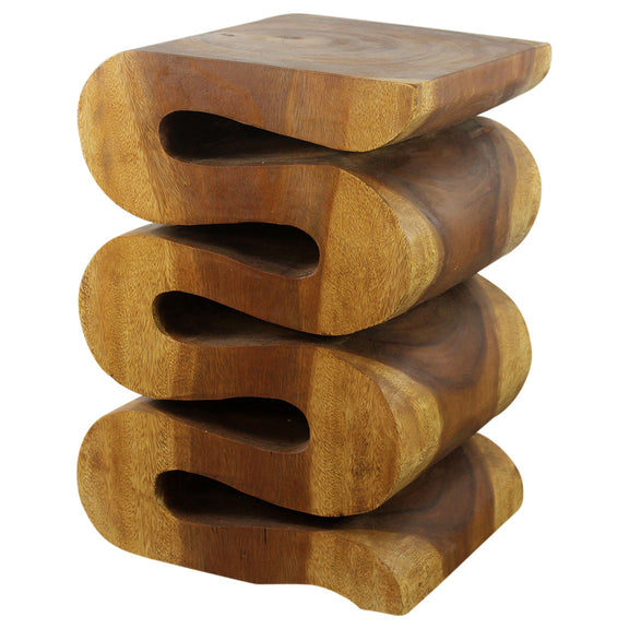 Haussmann Thinwave hand-carved wood end table, Oak, 12 x 14 x 20 in H