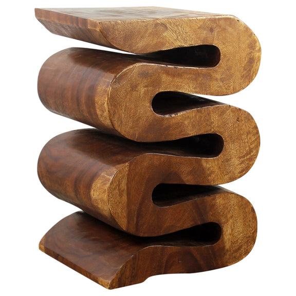 Haussmann Thinwave hand-carved wood end table, Walnut, 12 x 14 x 20 in H