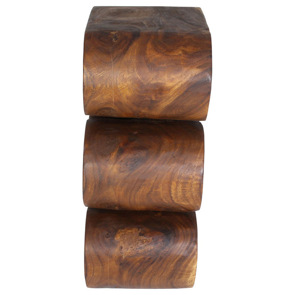 Haussmann Big Wave hand-carved wood end table, Walnut, 12 x 14 x 30 in H