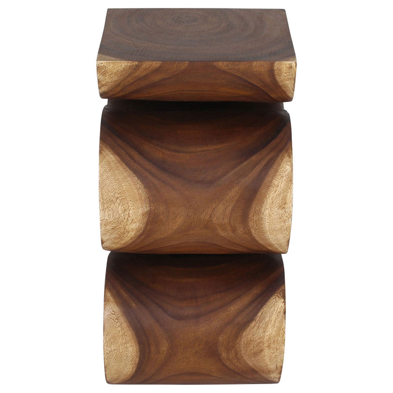 Haussmann Big Wave hand-carved wood end table, Walnut, 12 x 14 x 25 in H