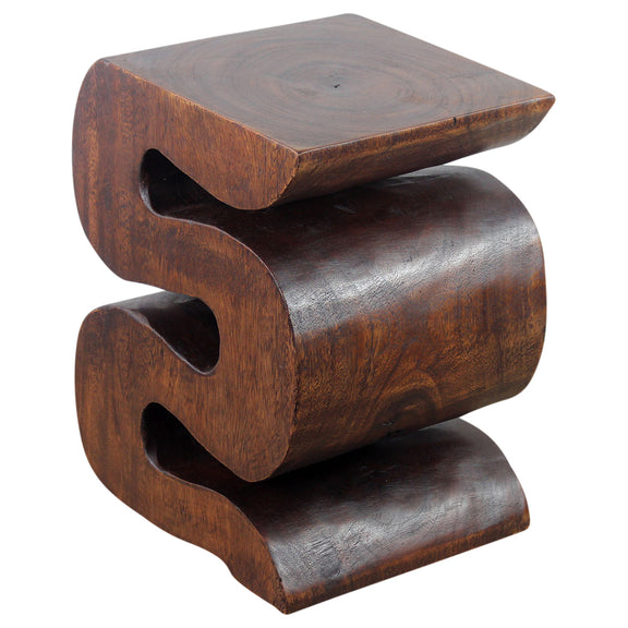 Haussmann Big Wave Solid Wood End Table - 12 x 14 x 18 in - Mocha