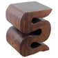 Haussmann Big Wave hand-carved wood end table, Mocha, 12 x 14 x 18 in H