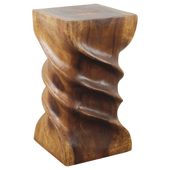 Haussmann Triple Twist Pedestal Side Table, Walnut, 12 x 12 x 22 in H